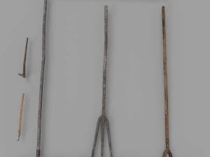 6 件装中世纪农场耙子和锄头 3D 模型