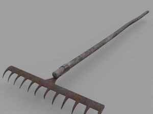 pack of 6 medieval farm rakes and hoe Model 3D