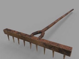 pack of 6 medieval farm rakes and hoe Model 3D