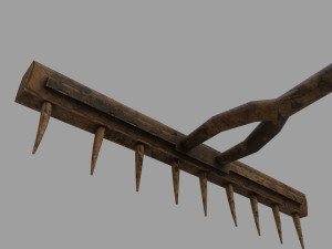 pack of 6 medieval farm rakes and hoe Model 3D