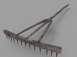pack of 6 medieval farm rakes and hoe Model 3D