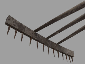 pack of 6 medieval farm rakes and hoe Model 3D