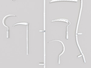 pack of 6 medieval farm scythe and sickles 3Dモデル