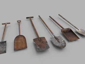 pack of 6 medieval shovels 3D Model