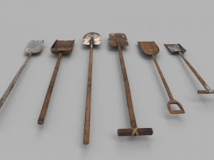 pack of 6 medieval shovels 3D Model