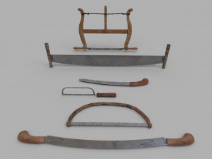 pack of 6 medieval saws and hacksaws 3D Model