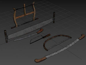 pack of 6 medieval saws and hacksaws 3D Model