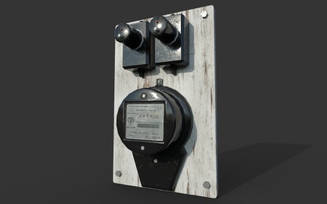 vintage russian electrical panel with electricity meter Modèle 3D .c4d .max .obj .3ds .fbx .stl .blend 