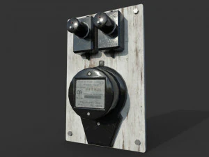 painel el&eacute;trico russo vintage com medidor de eletricidade Modelo 3D