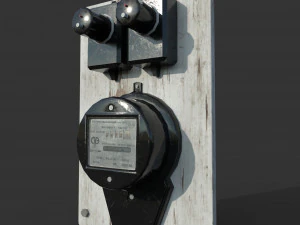 vintage russian electrical panel with electricity meter 3D Model