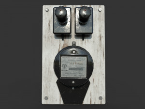 vintage russian electrical panel with electricity meter Modèle 3D