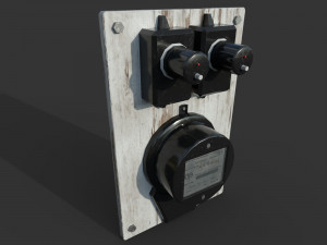 vintage russian electrical panel with electricity meter Modèle 3D