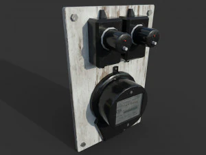 vintage russian electrical panel with electricity meter 3D Model