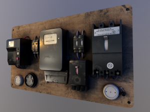 Vintage Soviet Electrical Panel with Electricity Meter Modèle 3D