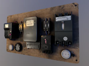 Vintage Soviet Electrical Panel with Electricity Meter 3D Model
