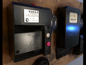 Vintage Soviet Electrical Panel with Electricity Meter 3D Model