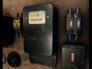 Vintage Soviet Electrical Panel with Electricity Meter 3D Model