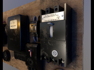 Vintage Soviet Electrical Panel with Electricity Meter Modèle 3D