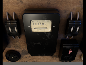 Vintage Soviet Electrical Panel with Electricity Meter Modèle 3D