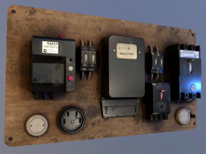 Vintage Soviet Electrical Panel with Electricity Meter 3D Model