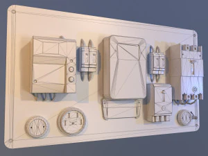 Vintage Soviet Electrical Panel with Electricity Meter 3D Model