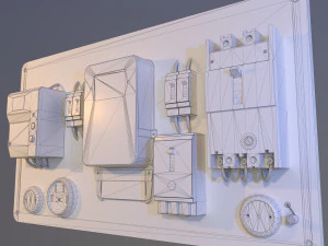 Vintage Soviet Electrical Panel with Electricity Meter 3D Model