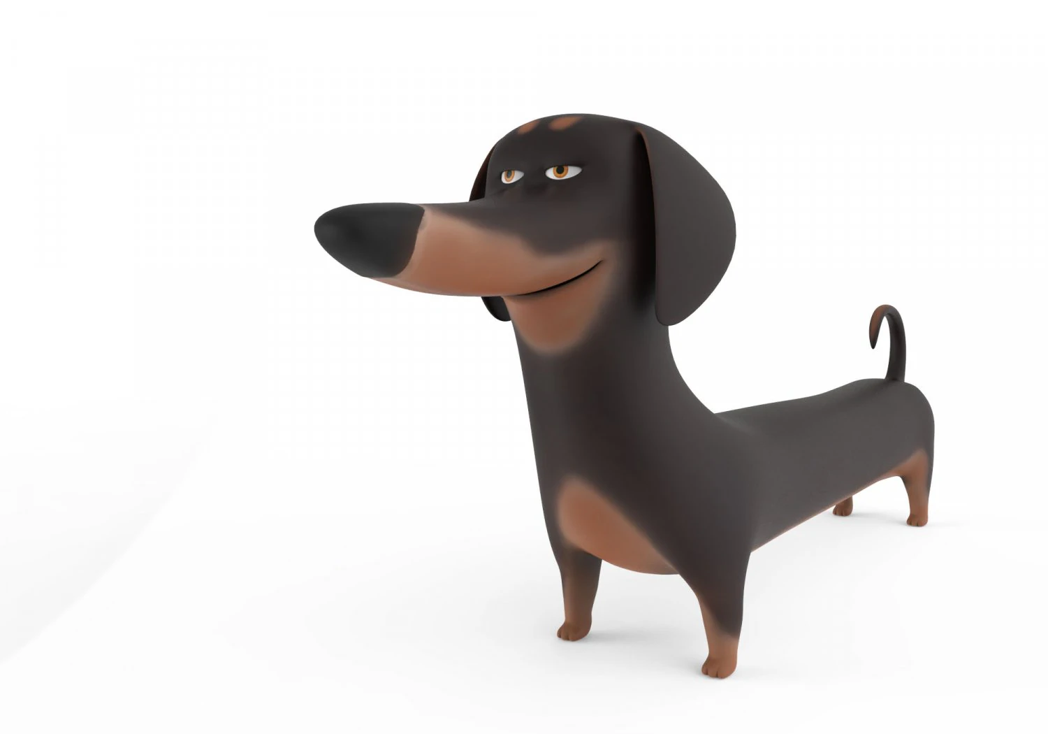 cute dog cartoon - dachshund 3D Model .c4d .max .obj .3ds .fbx .stl .blend 