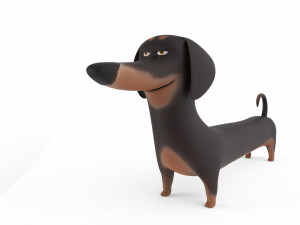 cute dog cartoon - dachshund Model 3D
