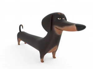 cute dog cartoon - dachshund 3D Model