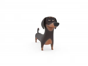 cute dog cartoon - dachshund 3D Model