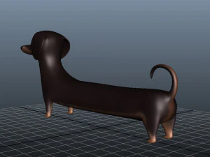 cute dog cartoon - dachshund 3D Model