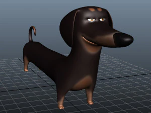 cute dog cartoon - dachshund 3D Model