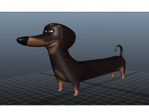 cute dog cartoon - dachshund 3D Model