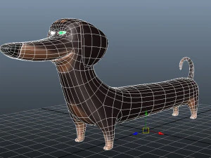 cute dog cartoon - dachshund 3D Model