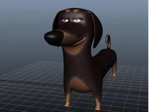 cute dog cartoon - dachshund 3D Model