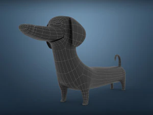 cute dog cartoon - dachshund 3D Model