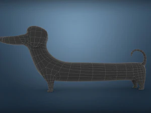cute dog cartoon - dachshund 3D Model