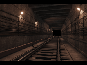 PBR soviet subway rectangular tunnel 3D Model