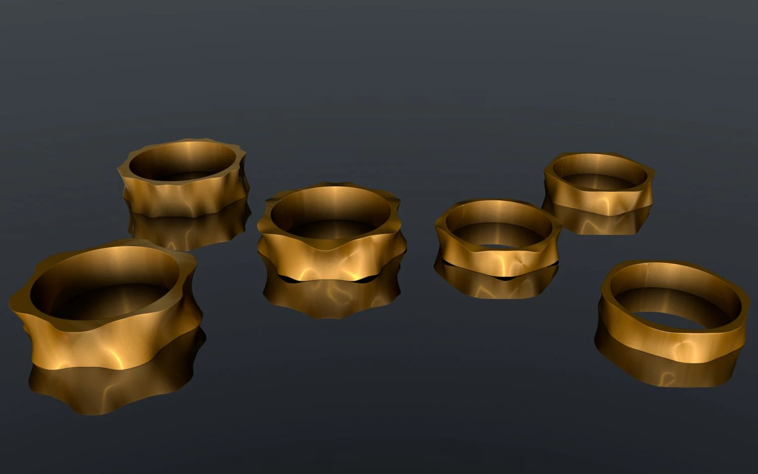 rings set of 2 types - 6 versions 3D Print Model .c4d .max .obj .3ds .fbx .stl .blend 