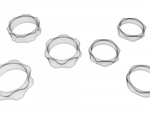 rings set of 2 types - 6 versions 3D Print Model