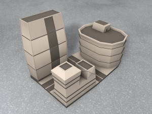 building city low poly mini-scene Model Cetak 3D