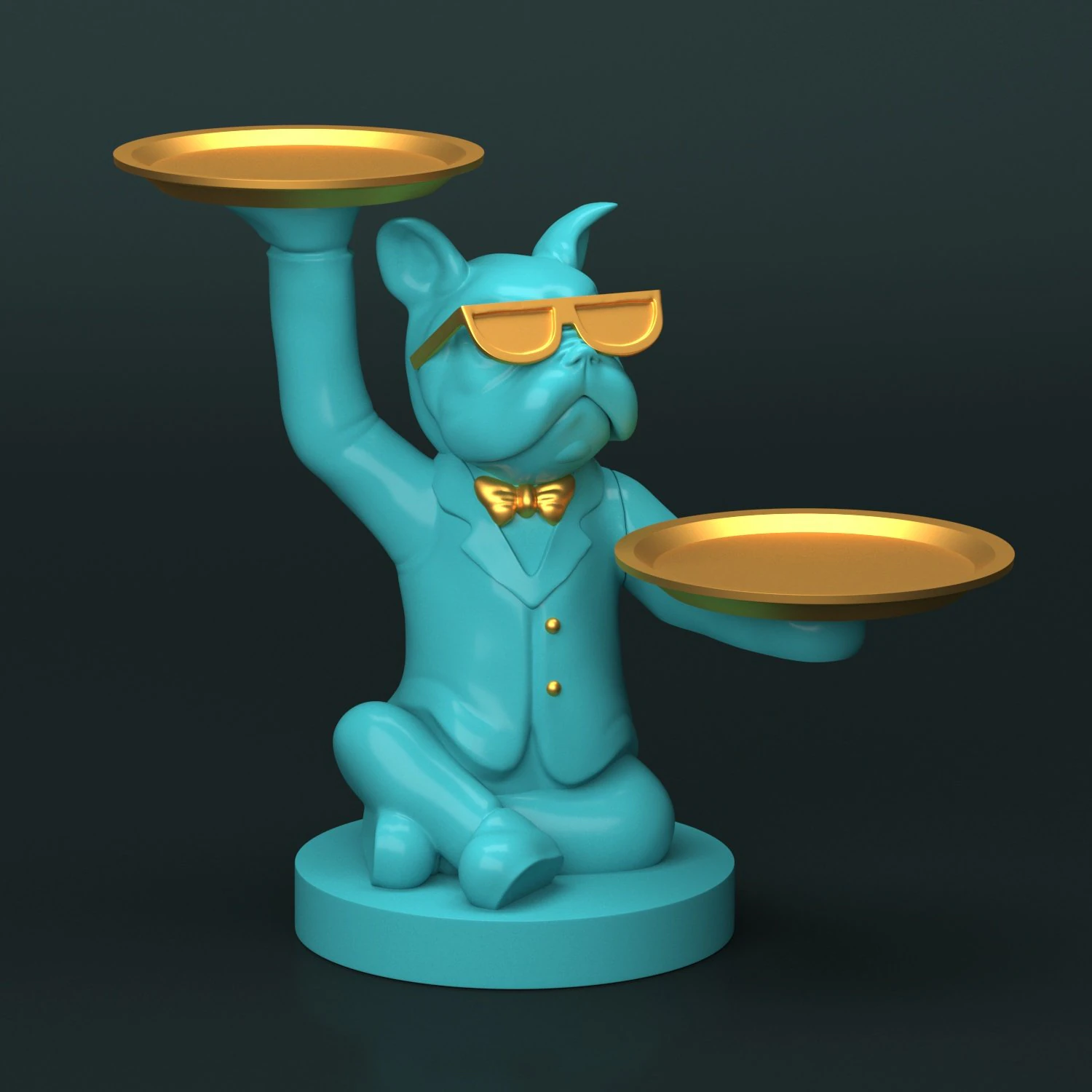 FRENCH BULLDOG TRAY WITH TRAY - KEY HOLDER - ORGANIZER - JEWELRY 3D Print Model .c4d .max .obj .3ds .fbx .stl .blend