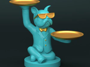 ट्रे के साथ फ्रेंच बुलडॉग ट्रे - कुंजी धारक - आयोजक - आभूषण 3D प्रिंट मॉडल