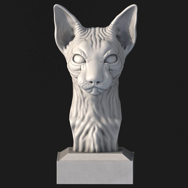 SPHYNX CAT SCULPTED 3D Принт Модель .c4d .max .obj .3ds .fbx .stl .blend 