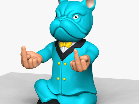 Middle Finger BullDog 3Dプリントモデル