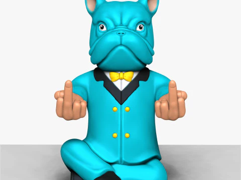 中指ブルドッグ 3Dプリントモデル