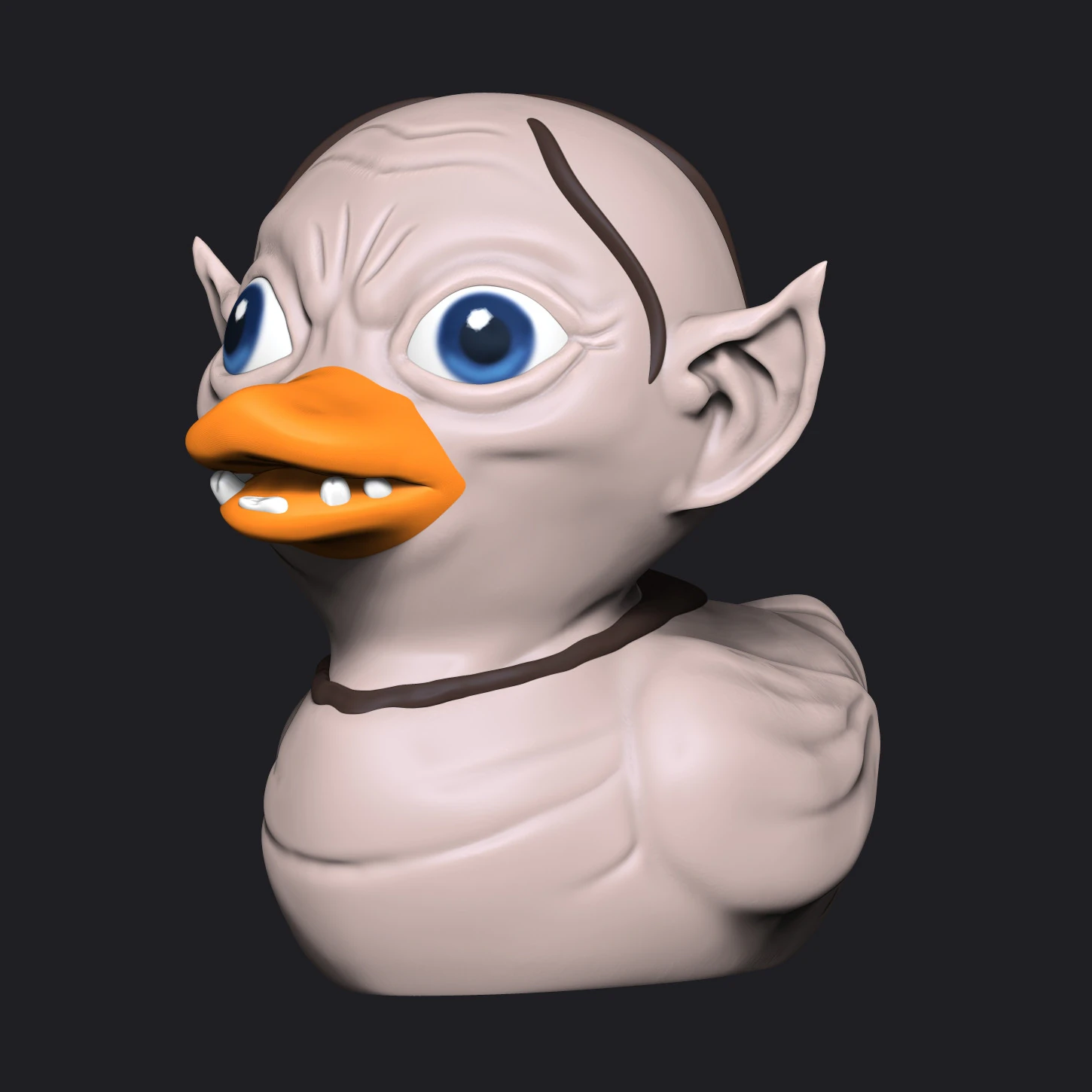 DUCK GOLLUM -THE LORD OF THE RINGS 3D Print Model .c4d .max .obj .3ds .fbx .stl .blend 