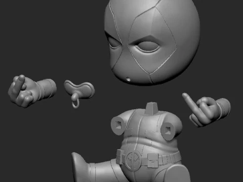 Baby Dealpoll MiddleFinger 3D Print Model