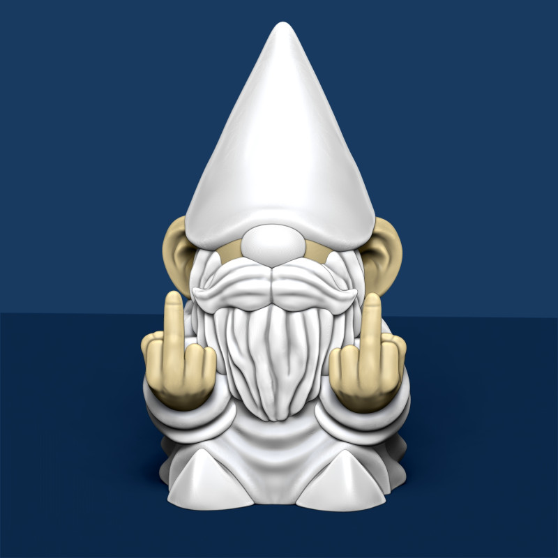 GARDEN GNOME Middle Finger 3D Print Model .c4d .max .obj .3ds .fbx .stl .blend 