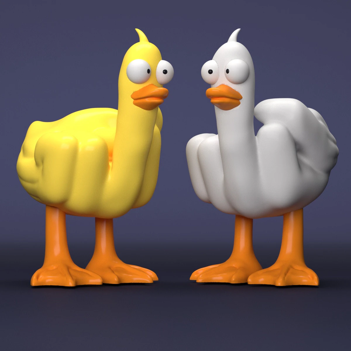 Duck Middle Finger 3D Print Model .c4d .max .obj .3ds .fbx .stl .blend 
